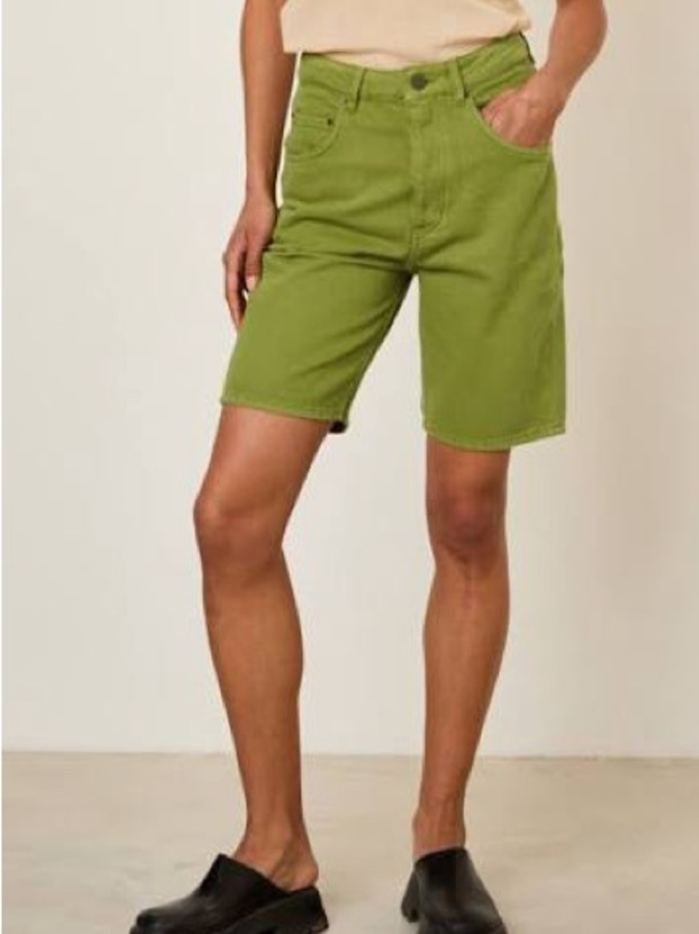 American Vintage Tineborow Olive Green Denim Shorts
